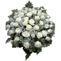 КОРЗИНА «РОЗА», ИЗ ЖИВЫХ ЦВЕТОВ (1,1м) 3 (100 шт - розы, аспарагус, гипсофилл, рабелини)