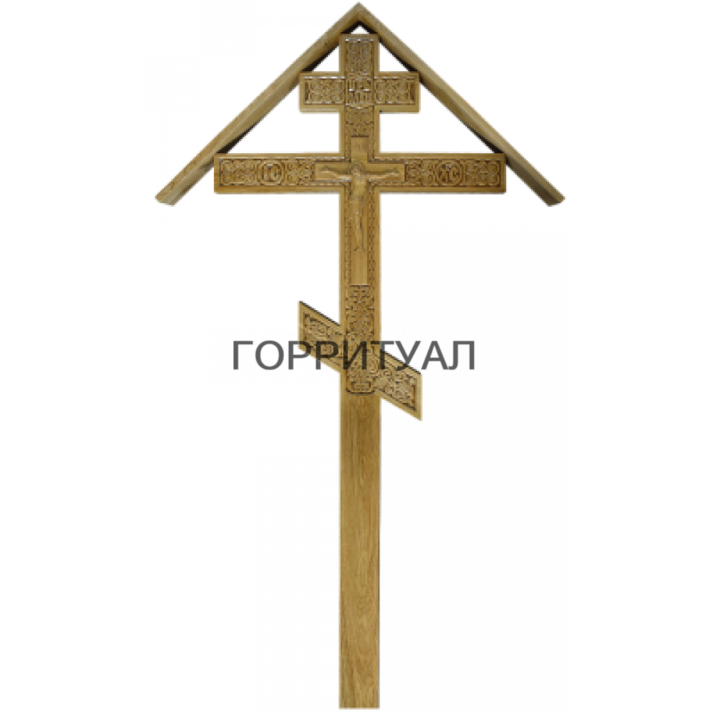 Крест Резной Дубовый (с крышей)