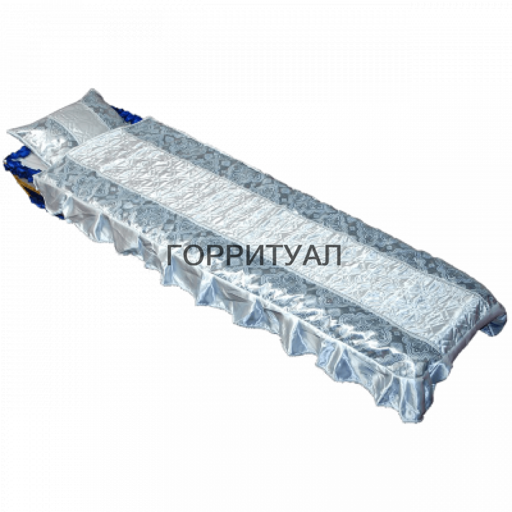 Комплект в гроб "КУПЕЧЕСКИЙ" серебро парчовый (покрывало, подушка)