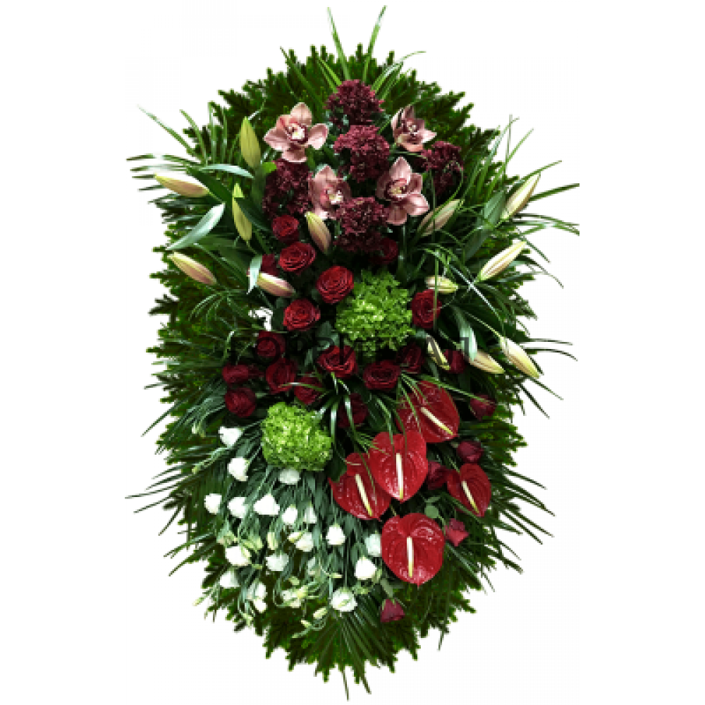 ВЕНОК "ГОРТЕНЗИЯ" (1,6м) (антуриум,розы, лилии, орхидеи,гортензия, астромерия)