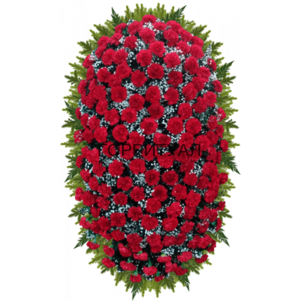 ВЕНОК «РОЗА» ИЗ ЖИВЫХ ЦВЕТОВ (1,6м) (роза, гипсофилл или аспарагус)